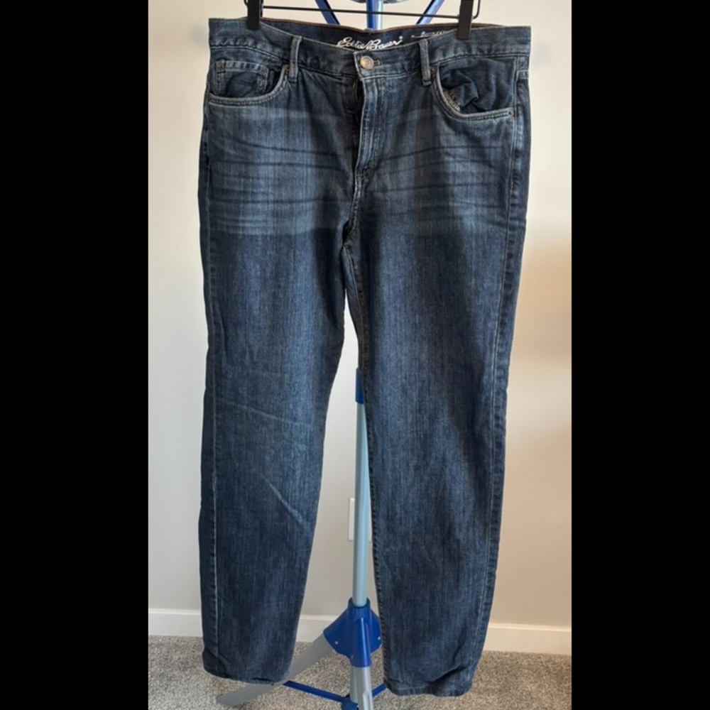 Eddie Bauer Flannel-Lined Boyfriend Jeans | Women's Size 10 | Medium-Dark Wash